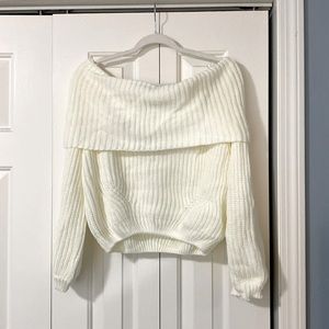 ✨NWT✨ LULUS CARMICHAEL OFF SHOULDER KNIT CROPPED SWEATER in IVORY SZ XL